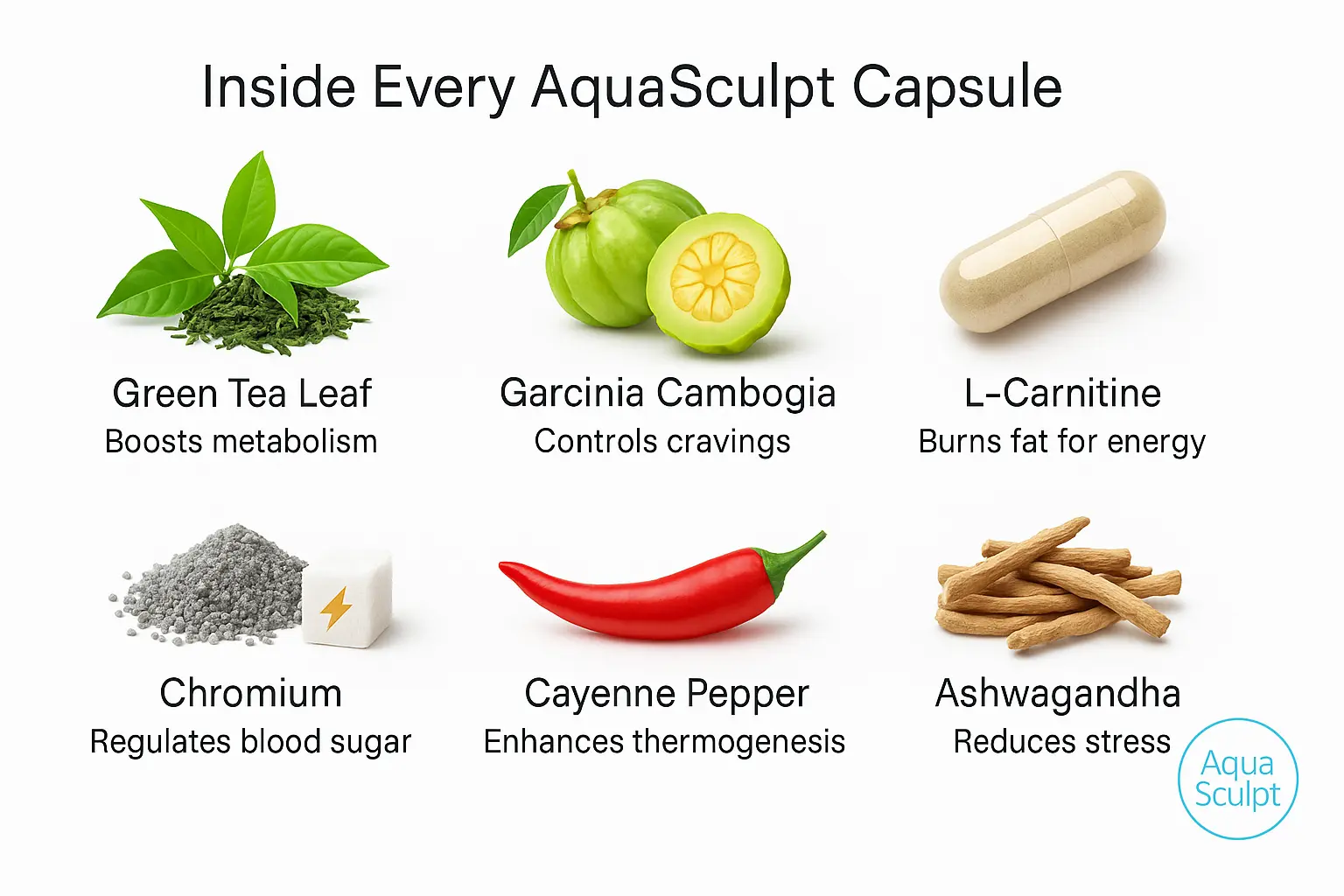 Aqua Sculpt key ingredients list including green tea and L-carnitine